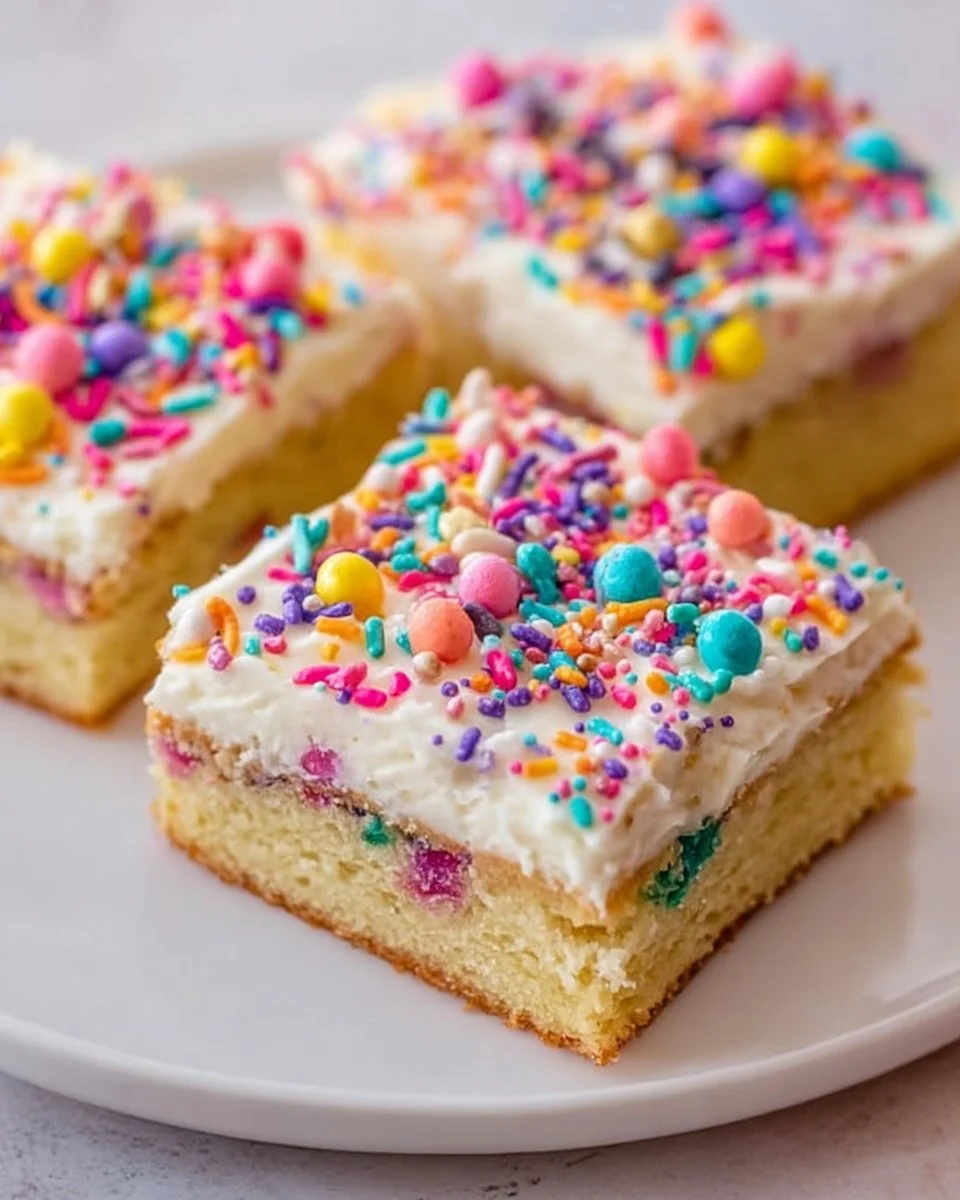 Delicious frosted sugar cookie bars on a plate