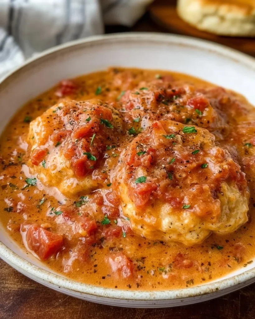Old-Fashioned Southern Tomato Gravy served over biscuits