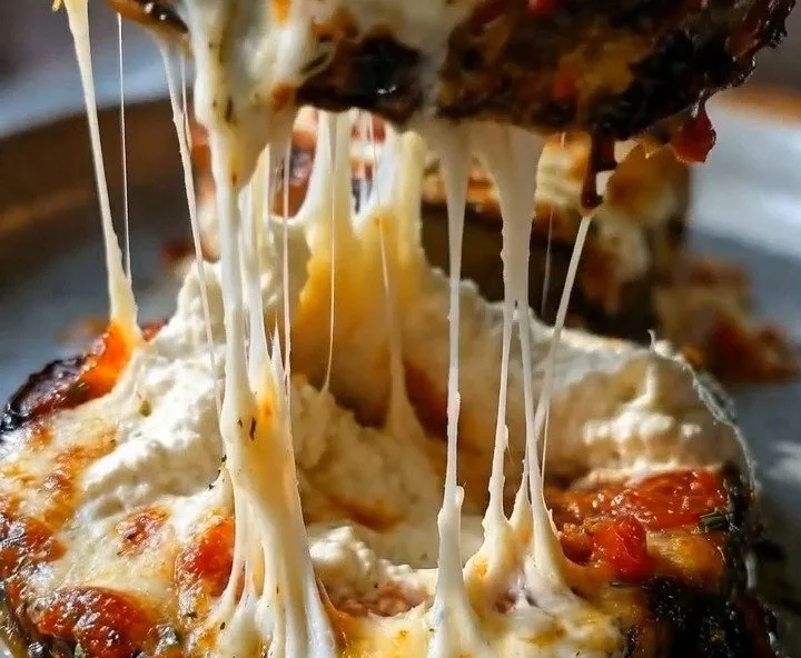 Cottage Cheese Eggplant Lasagna Melt Towers dish served on a plate.