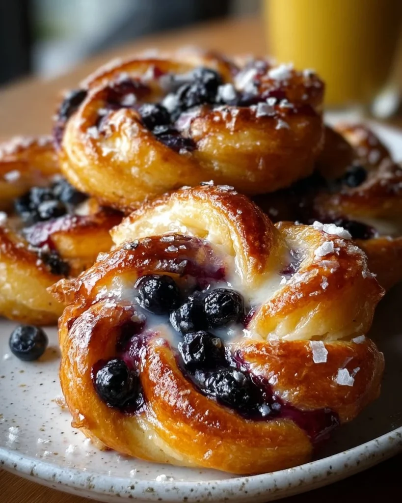 Cottage Cheese Lemon Blueberry Soft Twists on a plate