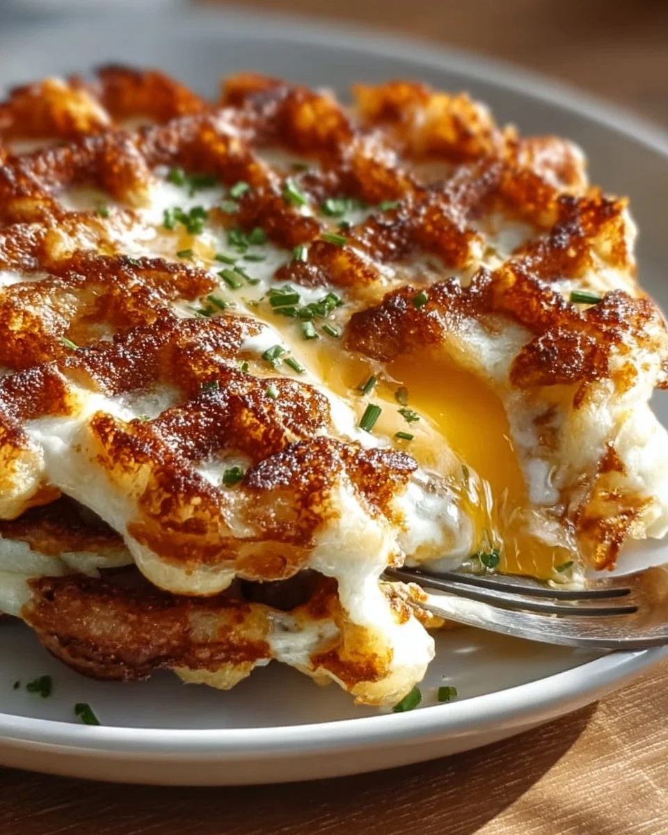 Cottage Cheese Patty Melt served in a waffle grid style