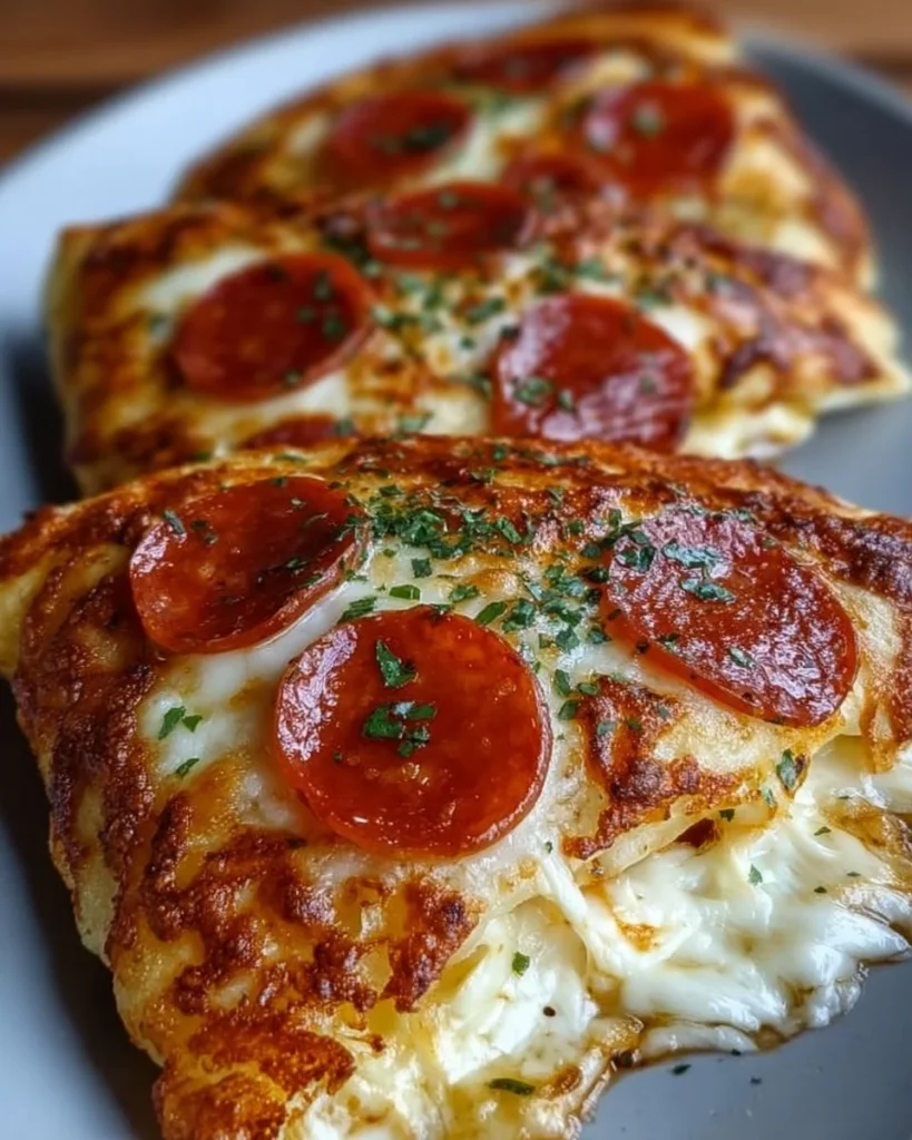 Cottage cheese pepperoni pizza foldover pockets served on a plate