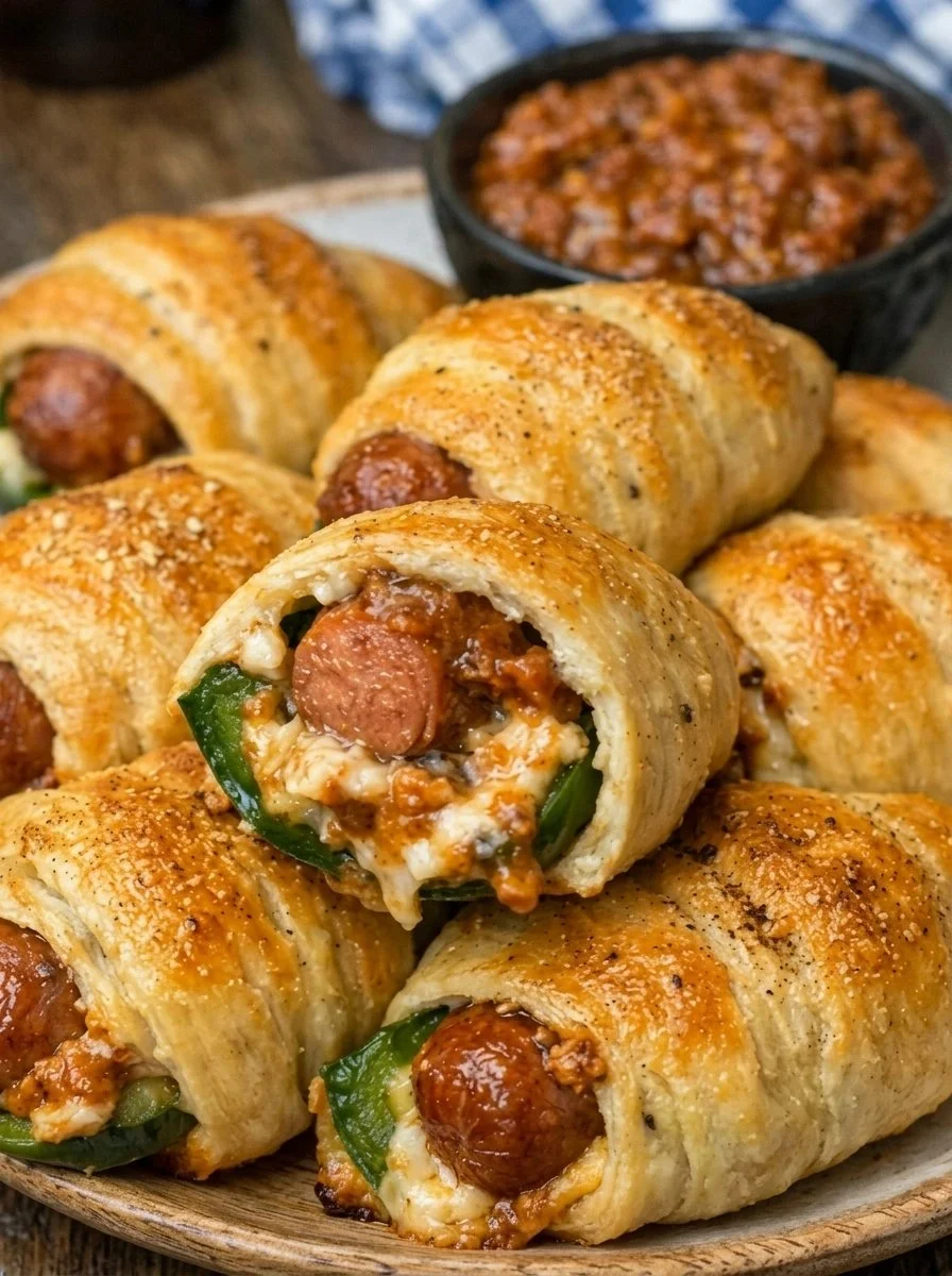 Creamy Chili Cheese Little Smokies served in a dish