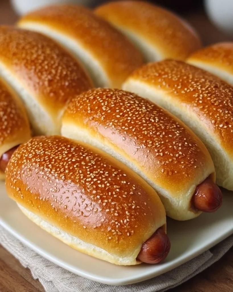 Freshly baked hot dog buns ready for grilling and toppings