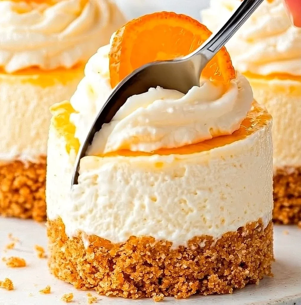 Mini orange cream cheesecakes topped with fresh orange zest