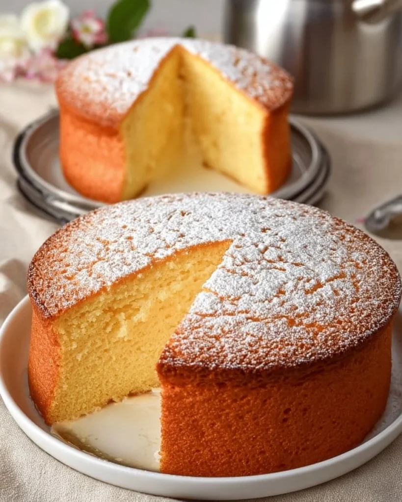 Soft vanilla sponge cake on a plate with fresh fruit