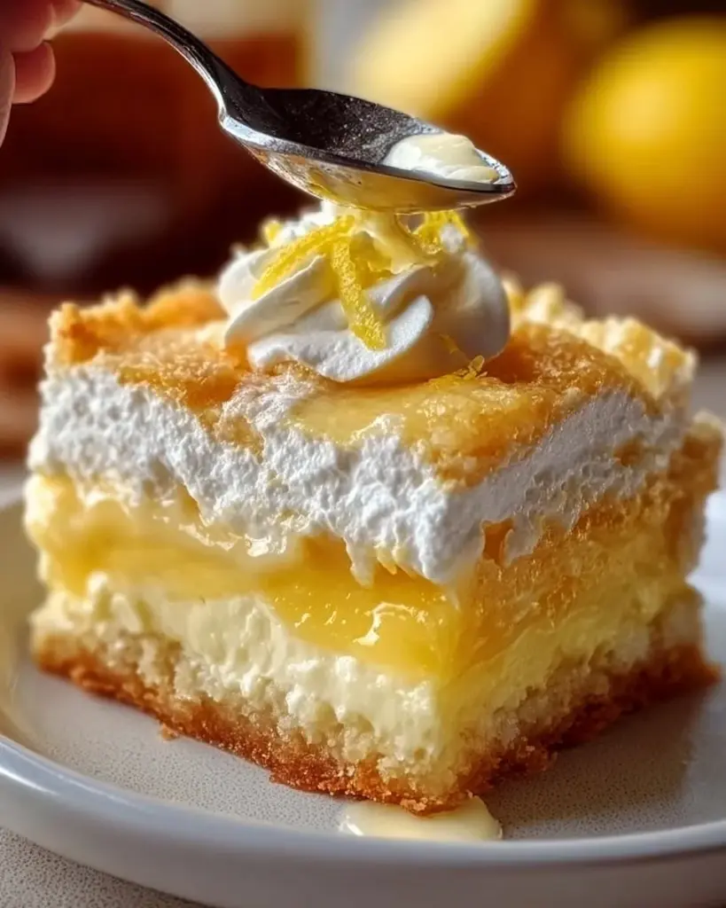 Sugar-Free Lemon Cream Cheese Dump Cake topped with fresh lemon zest