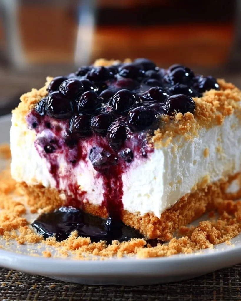 Sugar-Free No-Bake Blueberry Yum Yum dessert ready to serve.