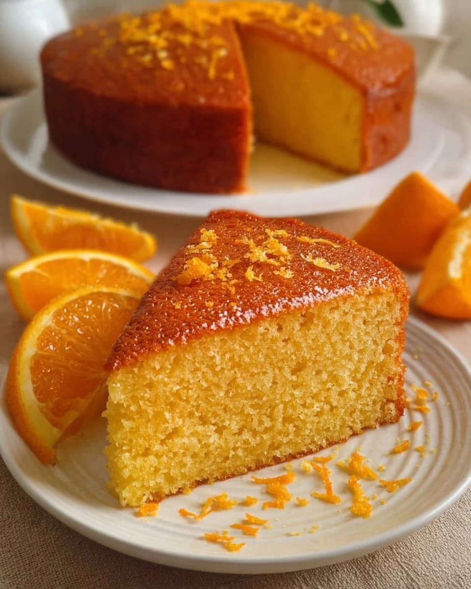 Super moist and fluffy orange cake with fresh orange zest and frosting