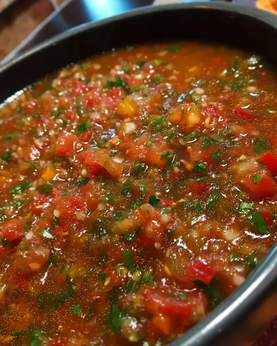 Bowl of best homemade salsa for tacos with fresh ingredients