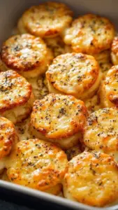 Delicious Cheesy Garlic Potato Stacks served on a plate.