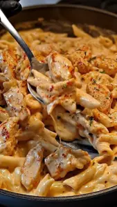 Creamy Cajun chicken penne pasta served in a bowl