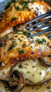 Garlic Butter Mushroom Stuffed Chicken dish on a plate