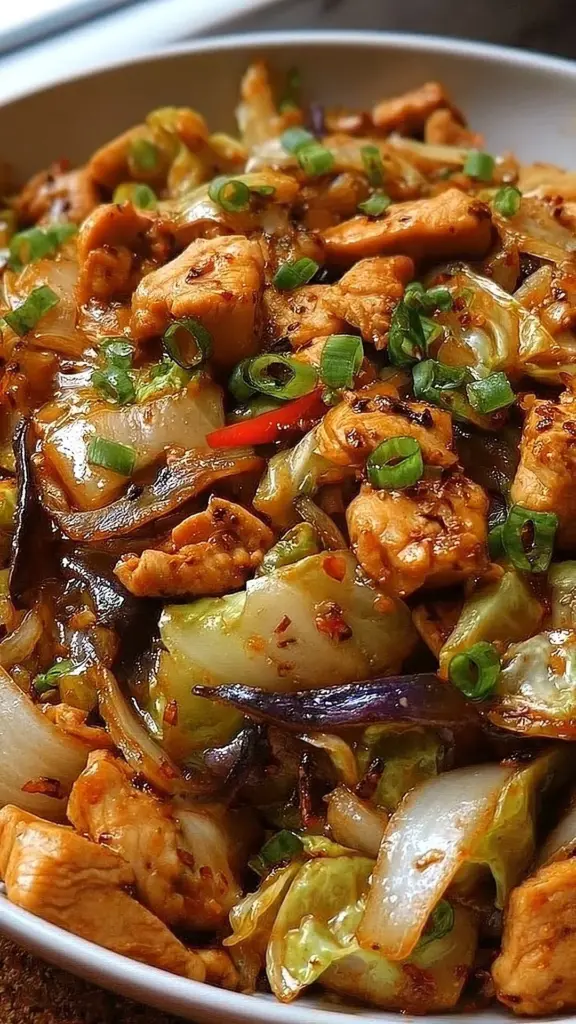 Delicious Kung Pao Cauliflower served with spicy sauce and vegetables