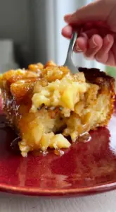 Low-calorie apple cinnamon dump cake fresh out of the oven