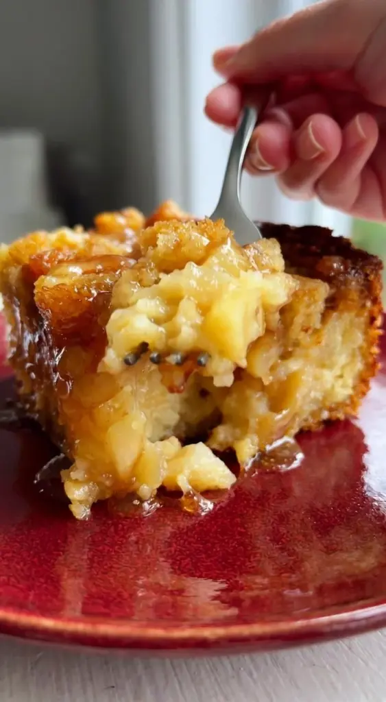 Low-calorie apple cinnamon dump cake fresh out of the oven