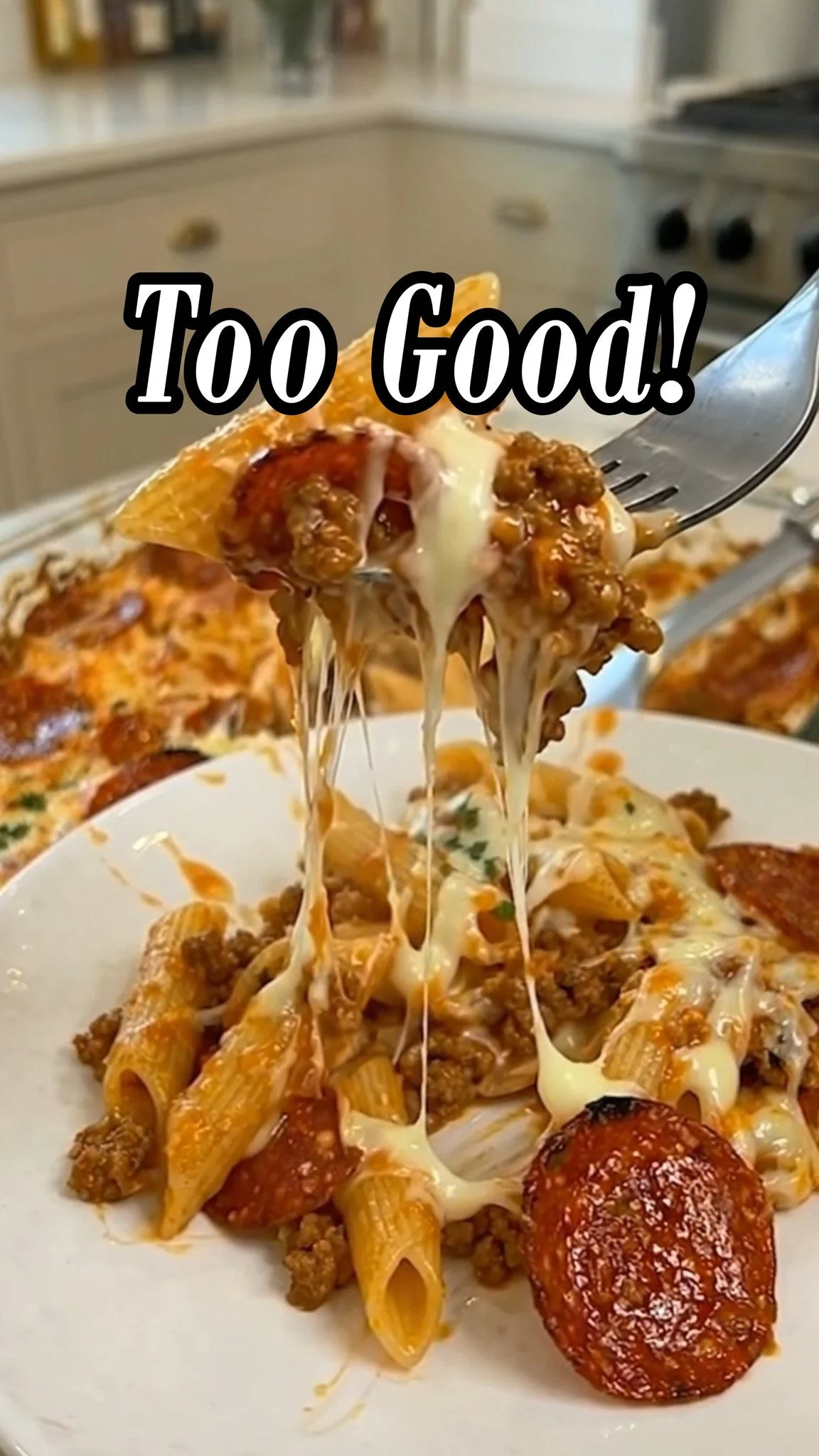 Delicious Pizza Pasta Casserole served in a vibrant dish