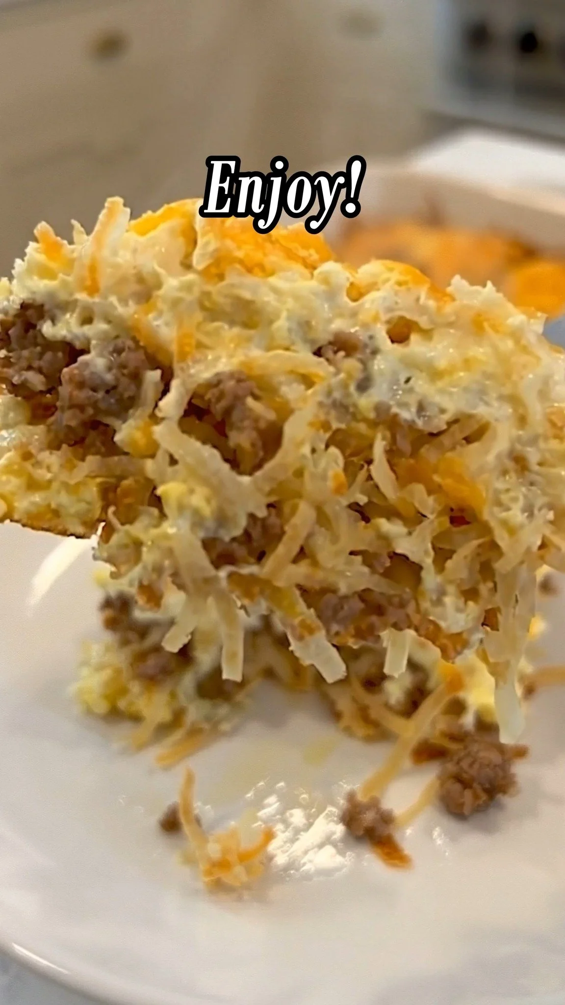 Sausage Hash Brown Breakfast Casserole baked to perfection