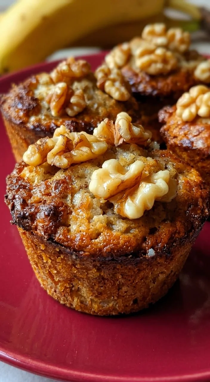Sugar-free banana walnut muffins with cottage cheese for a healthy breakfast