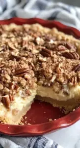 Sugar-free Creamy Amish Vanilla Pie with a velvety texture and rich flavor.