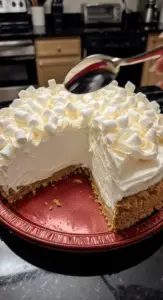 Sugar-free marshmallow whip cheesecake topped with whipped cream and berries
