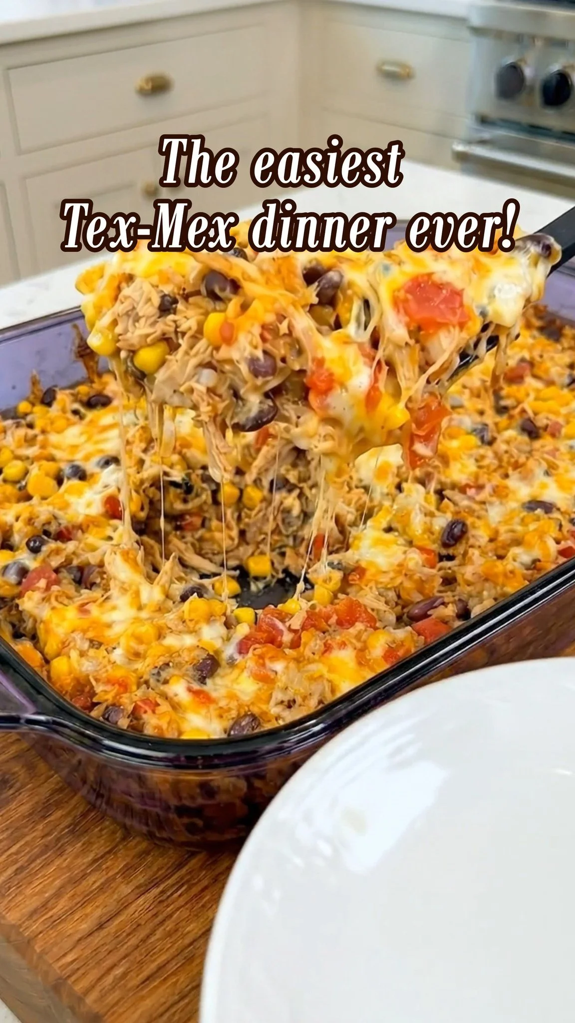 Delicious Tex-Mex Chicken Casserole topped with cheese and spices
