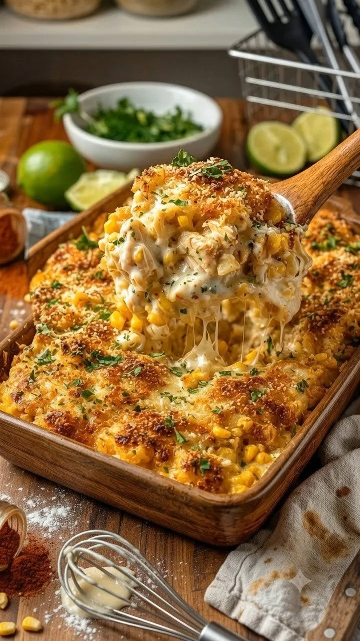 Ultimate cheesy corn bake, a comforting dish for family gatherings.